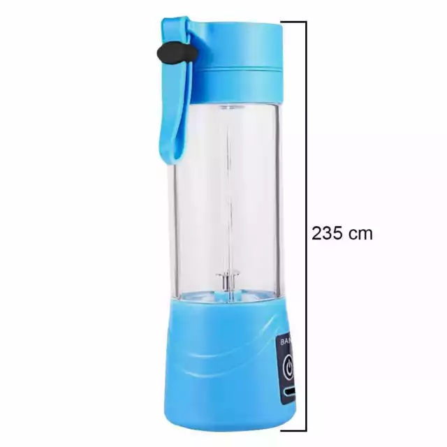 Verre pour Mélanger Fruits et Glace 380ml USB 150w Bleu, Mini mixeur électriqu 3