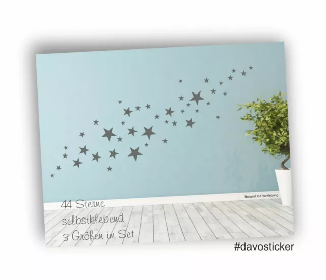 Wandtattoo 44 matte graue Sterne  Aufkleber Sticker Dekoration Himmel Star #7794