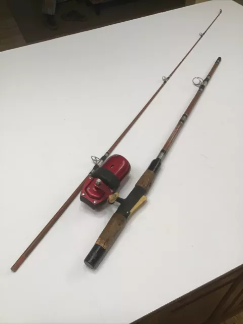 Vintage True-Temper UNI-SPIN 63T Spin Cast Fishing Rod 6' W/63L Reel Holloglass