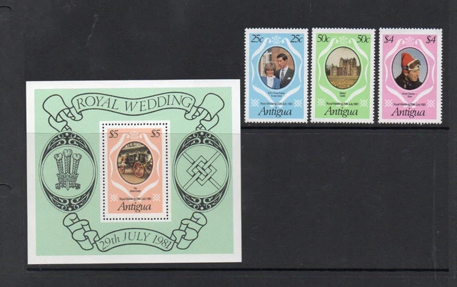 Antigua Mnh 1981 Sg702-704 & Ms705 Royal Wedding