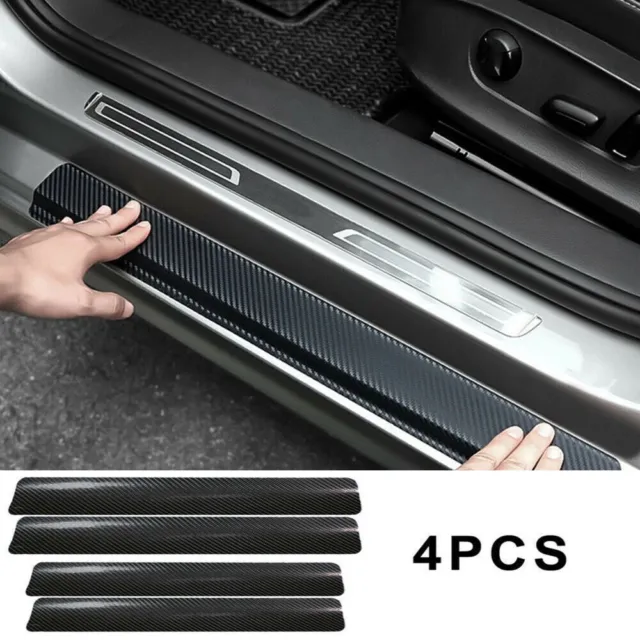 4x Carbon Fiber Car Accessories Door Plate Sill Scuff Cover Anti-Scratch Sticker