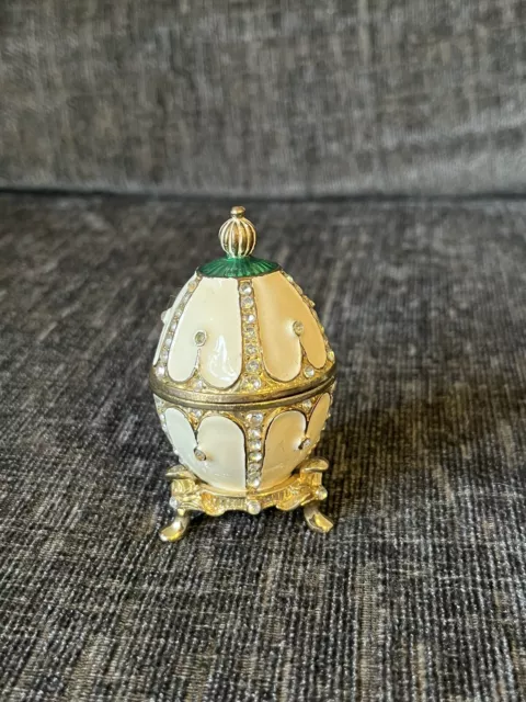 Atlas Editions Faberge Egg Nest of Pearls with stand Trinket Box