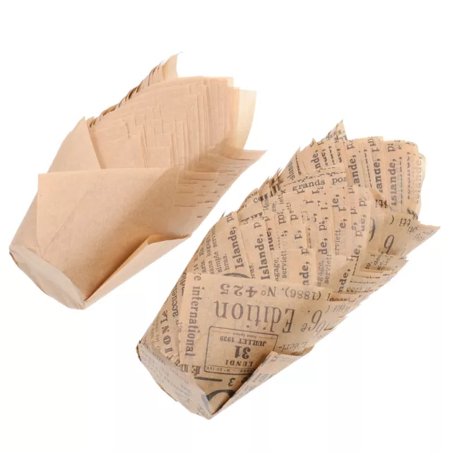 100 Pcs Tulip Cake Cup Grease-proof Bread Paper Tray Baking