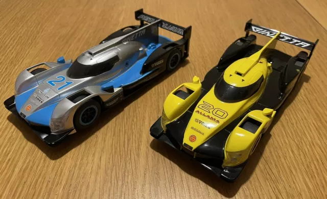 2 X SCALEXTRIC Ginetta LMP Slot Cars Yellow And Blue Very Good