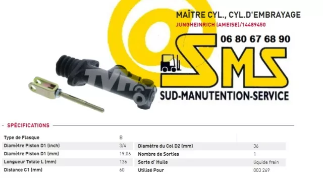 Jungheinrich Piece 14489450 Maitre Cylindre Master Cylinder Complet Tfg 16-20 Af