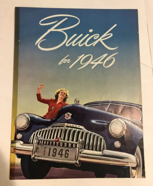 1946 Buick Original Fold Out 8 Page Sales Color Dealer Brochure