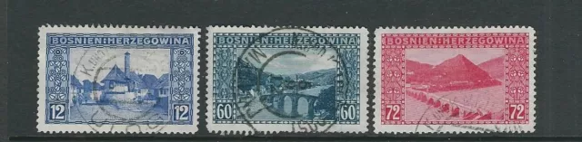 BOSNIA and HERZEGOVINA 1912 SCENIC TYPES (Sc 62-64 complete set of 3) VF USED