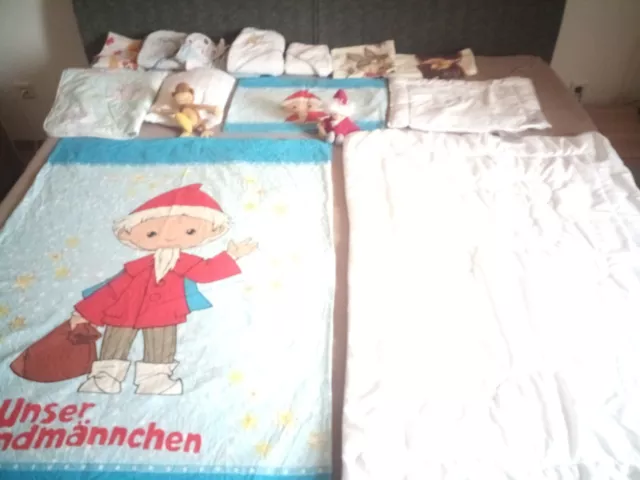 Baby Bettdecke Kinder Steppbett, Kissen Paket 100x135/40x60 Sandmännchen Figur