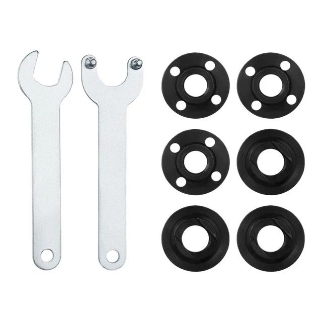 Clé Pour Meuleuse D'Angle 125 Mm + 6 Écrous De Bride – Compatible Ryobi, Bosch, Makita, Etc. – Serrage Et Desserrage Facile Des Disques
