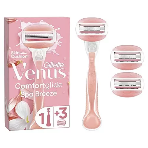 Gillette Venus ComfortGlide Spa Breeze Womens Razor+3 Refill blade 2+Shaving Gel