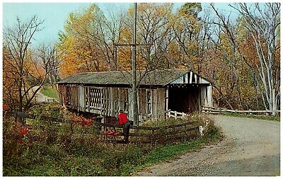 C1963 Near Rock Creek & Ashtabula, OH Covered Bridge Onlooker Ohio Postcard 4-47