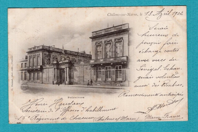 Châlons-sur-Marne, La Prefecture ""1902"": CPA, old postcard / MC