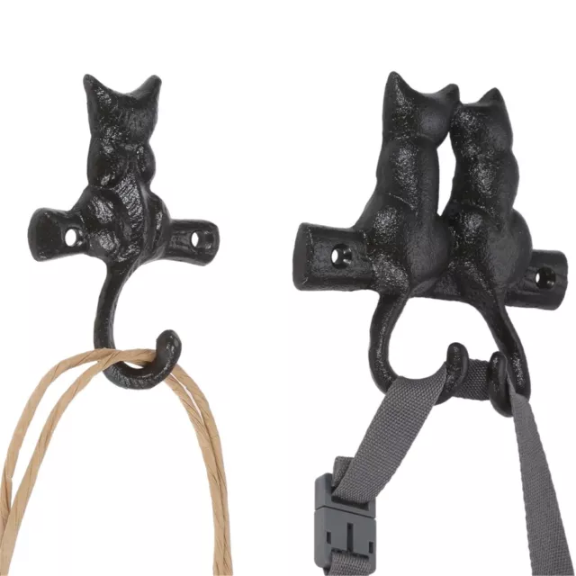 Single/Double Cat Tail Coat Hook Towel Hat Hanger Organizer Rack Cast Iron HQ