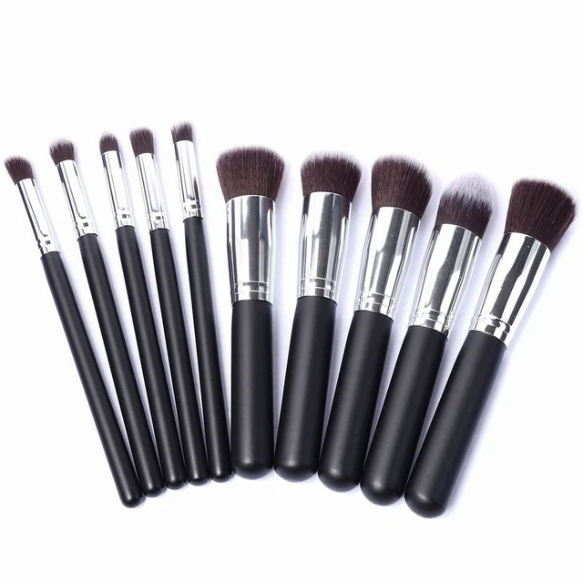 Set da 10 pezzi Kabuki con Pennelli da Trucco per Cipria Ombretti Fondo