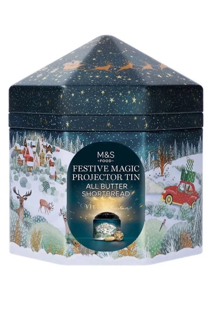 Music Shortbread M&S CHRISTMAS LIGHT Projector All Butter Shortbread Musical & Light Up ...