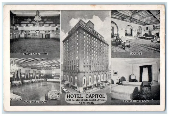 c1920's Hotel Capitol View Restaurant Eight Avenue New York City Postcard
