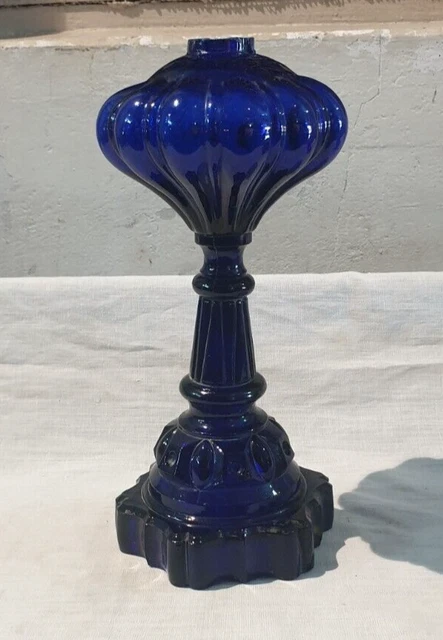 Lampe à huile antique en verre bleu Home Decor / Décoration de Noël /...