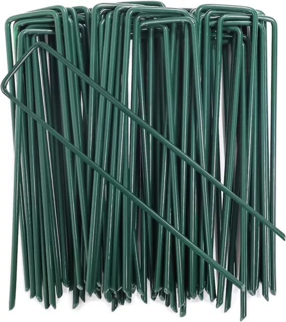 50 U Pins Green Artificial Grass Turf Galvanised Metal Pegs Staples Weed Hooks