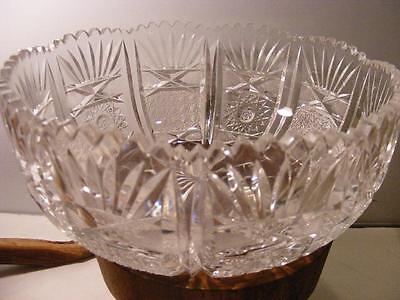 Cut Glass Crystal 8" Serving Bowl American Brilliant Period ABP Brunswick Stars