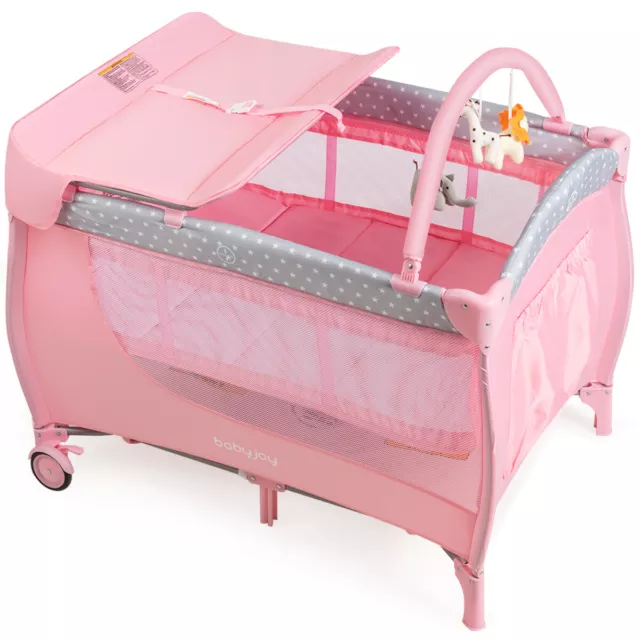 4-in-1 Baby Travel Cot Foldable Infant Crib Changing Table Children Playpen