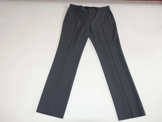 Calvin Klein Men's Slim Fit Stretch Dress Pants 34 x 34 Charcoal Gray Flat Front