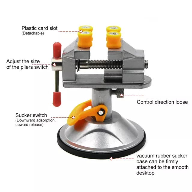 Suction Cup Vise Table Clamp Vice 360 Degree Rotation For Glass Tabletops