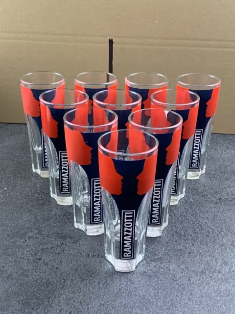 10 x Ramazzotti Gläser 10er Set, 2/4 cl, Glas, Logo Sonderedition Likör Kräuter