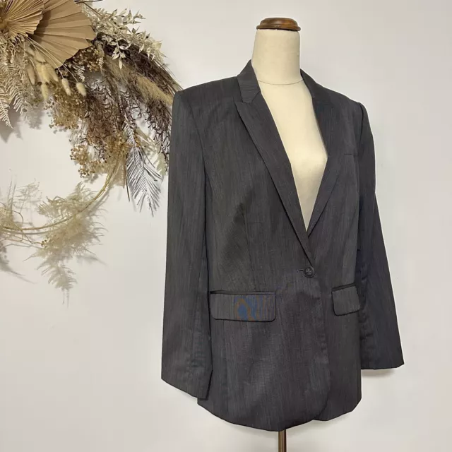SPORTSCRAFT Size Pure Wool Blazer Jacket Grwy Single Breasted Career Work Wear 3
