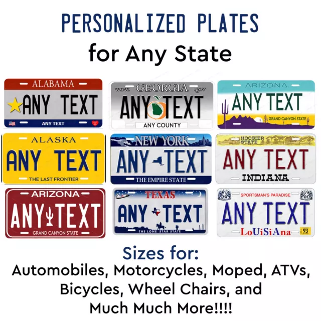 Personalized Vintage State License Plate Tag Customized Text Auto Car Bike ATV