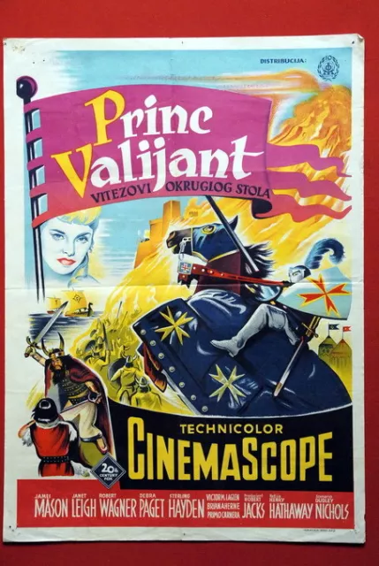 Prince Valiant Janet Leigh James Mason Debra Paget 1954 Rare Exyu Movie Poster