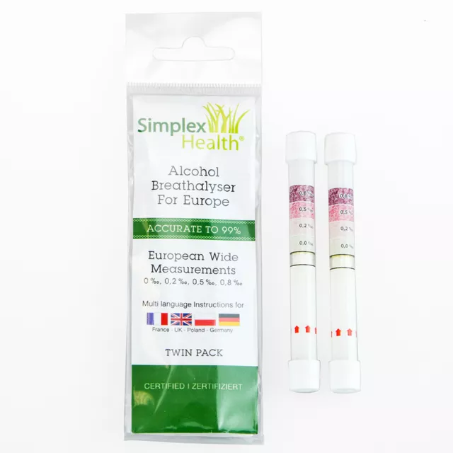 TWIN PACK Alcohol BREATHALYSER TEST KITS Europe / UK (April 2026 Expiry)