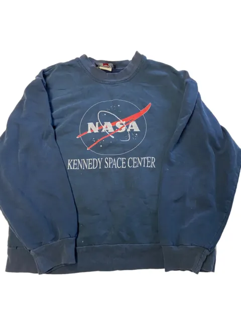 Mens HOT SPOTS Blue Vintage USA Made Nasa Kennedy Space Center Sweatshirt Sz S