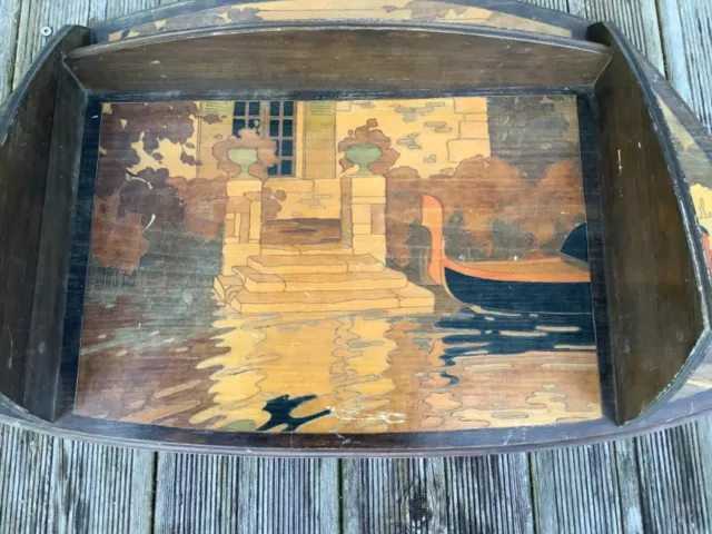 Superbe Etagere Art Nouveau 1900 Decor Venise Condole En Bois Pyrograve 2