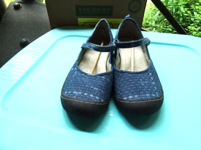 J Sport by Jambu Cara Denim Mary Jane Shoes Women's Woven Flats Size 11M