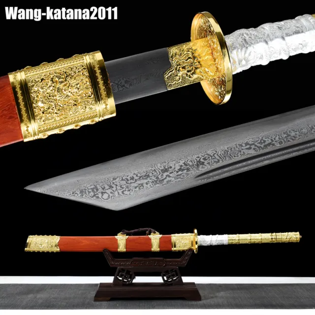 Kangxi Chinese Emperor Folded Steel Rosewood Broadsword Handmade 康熙战刀 Qing Dao