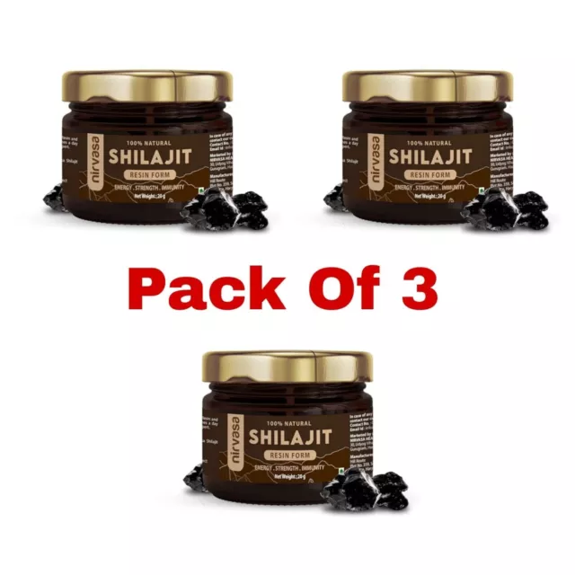 Pure 100% Himalayan Shilajit ORGANIC 20GM Shilajeet/Chilajit Soft Resin Pack 3