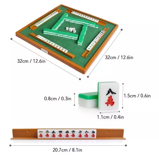 Travel Mahjong Set with Folding Mahjong Table Portable Leisure Mah Jong Game Kit