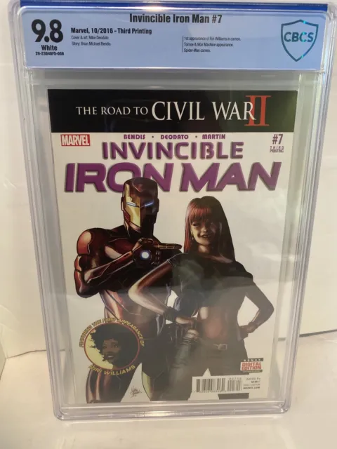 Invincible Iron Man #7. 3rd Third Print Cbcs 9.8 1st Cover App Of Riri Williams