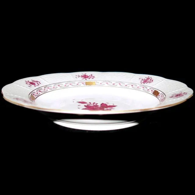 Antique Herend Hungary CHINESE BOUQUET Raspberry Rimmed Soup Bowl 9 5/8" Across 2