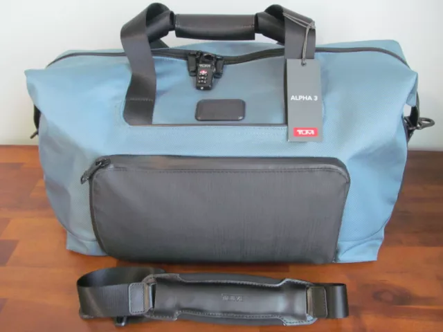 TUMI Alpha 3 Double Expandable Weekend Travel Duffle, Navy & Denim Blue,8835 NWT