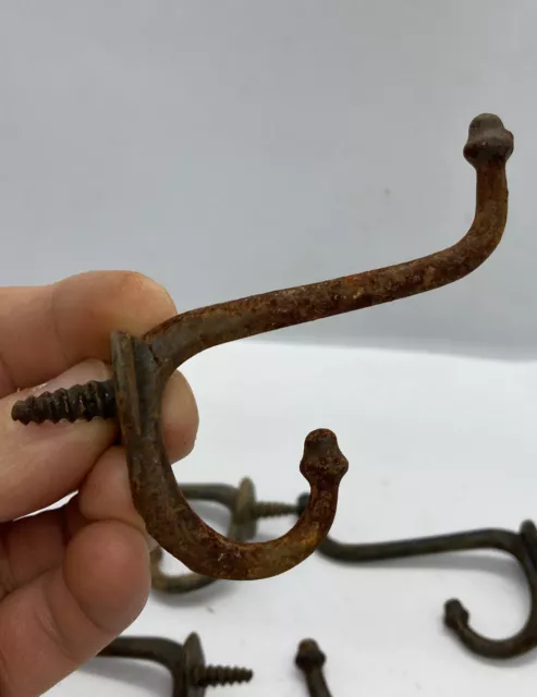 Lot Of 7 Antique Cast Iron Hook Coat Wall Hanger Steampunk Self-screw ~3”x3”