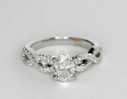 Anneau de fiançailles ovale Infinity Twist mariage diamant simulé 925...