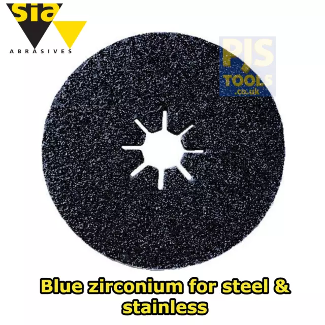 50 x Sia 125mm 5in zirconiated premium sanding fibre discs zirc zirconium