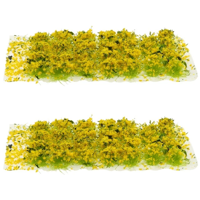 2x train landscape grass Colorful Flower Cluster Static Flower Model Garden