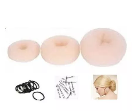 Set of 3 Crowns for Hair Bun "Donut" Blonde - 1 small (6cm diameter) + 1 medium