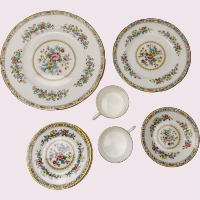 Coalport Plates & Cups - Set of 10 - English Bone China - Ming Rose Pattern