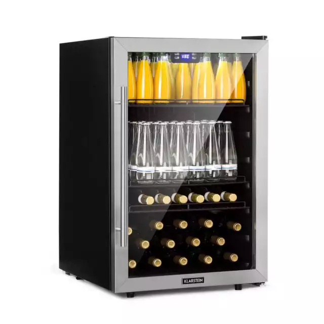 Fridge Refrigerator Wine Fridge Mini Beverage Cooler LED Glass Door Steel 148L