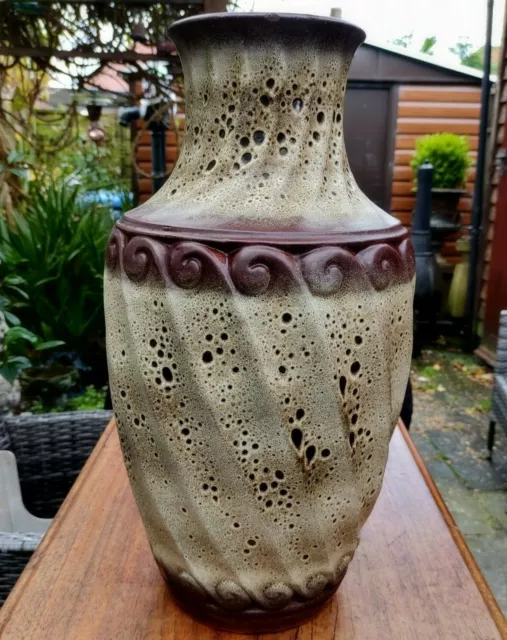 Huge West German Fat Lava Glazed Carstens Vintage 1960s Pottery Floor Vase - 20"