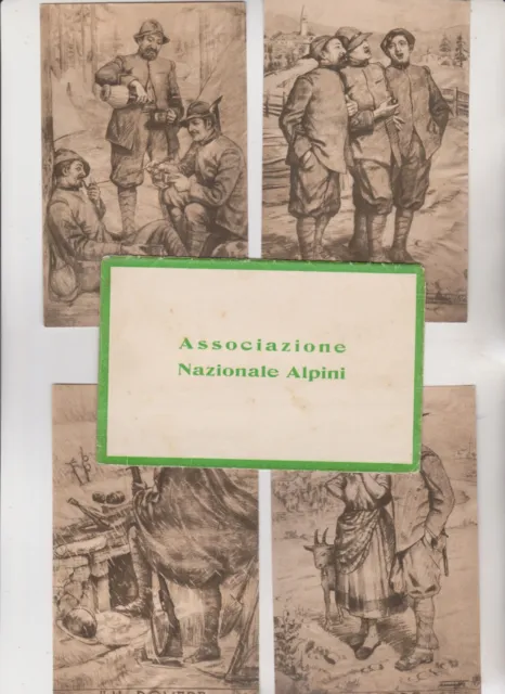 Cartoline Serie Completa Di 4 Associazione Nazionale Alpini Con Fascetta