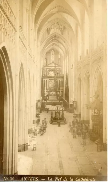 Belgique, Anvers, La Nef de la Cathédrale, ca.1880, Vintage albumen print Vintag